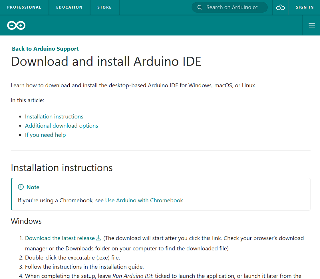 Download and install Arduino IDE to program the Arduino Uno board