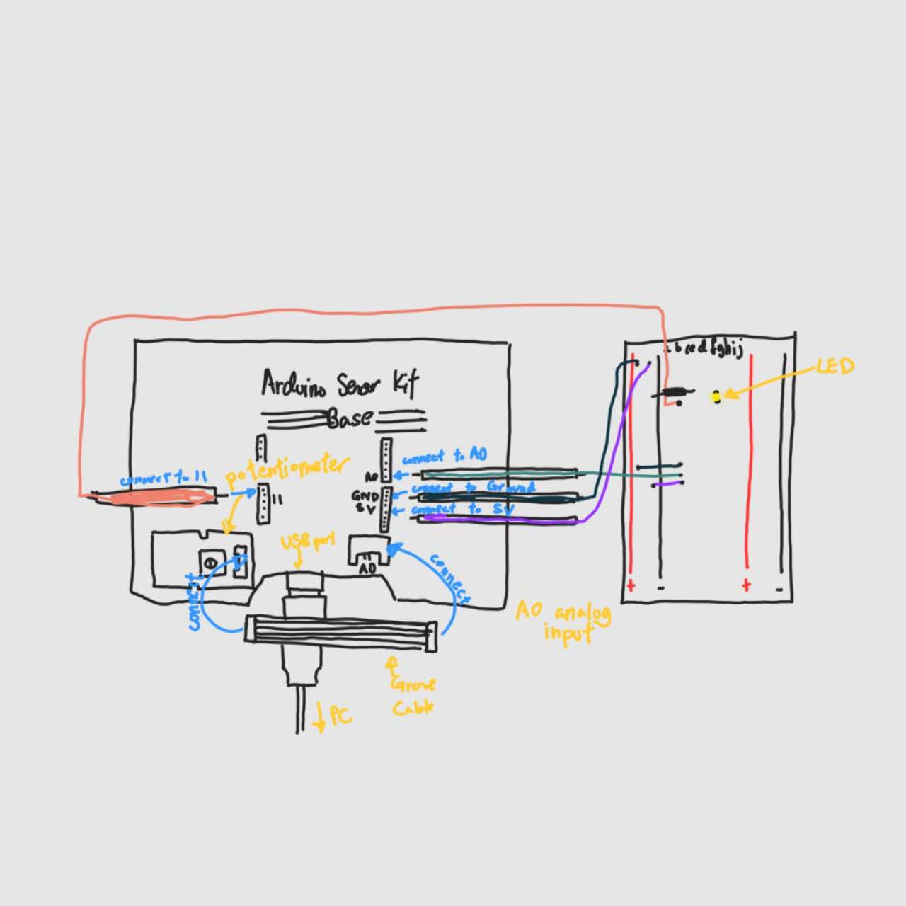 The first circuit sketch I drew based on online resources (Failed).