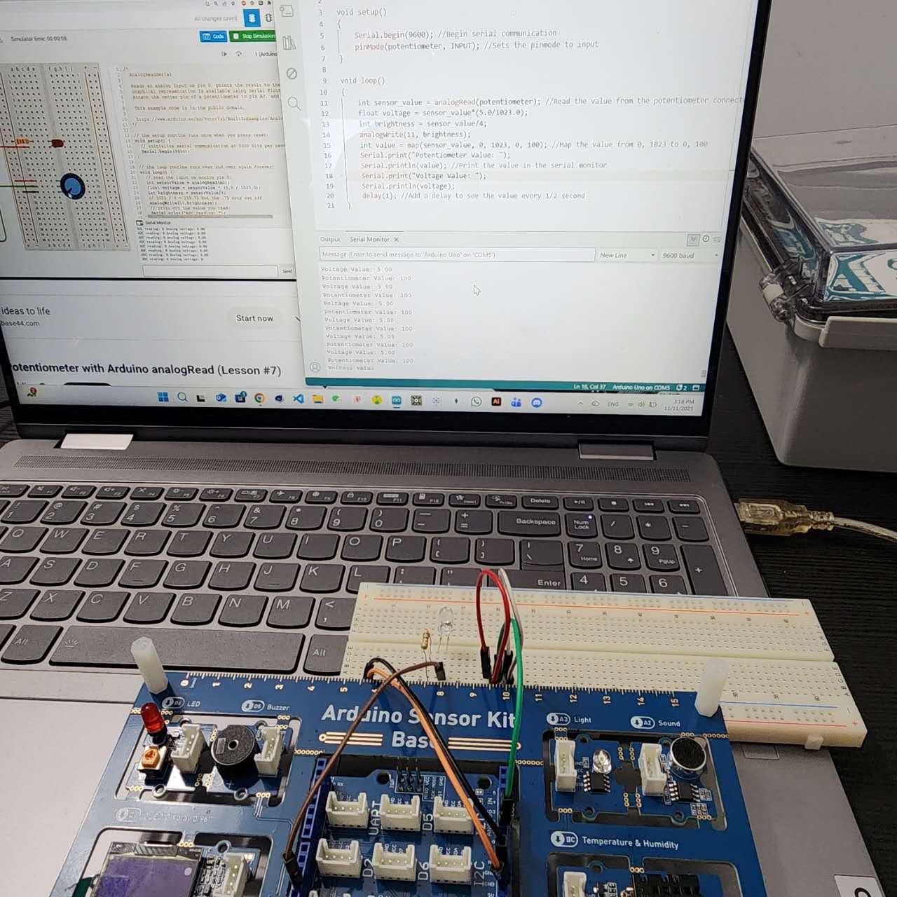 Adjusting the wiring and refining the code alongside the tutorial for better results.